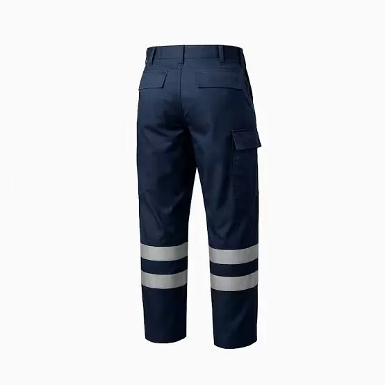 PANTALON DRILL AZUL CON DOBLE CINTA REFLECTIVA