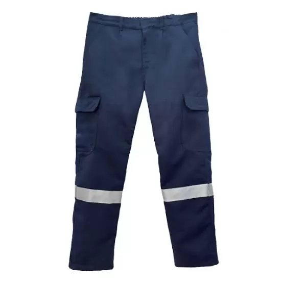 PANTALON DRILL AZUL CON 1 CINTA REFLECTIVA