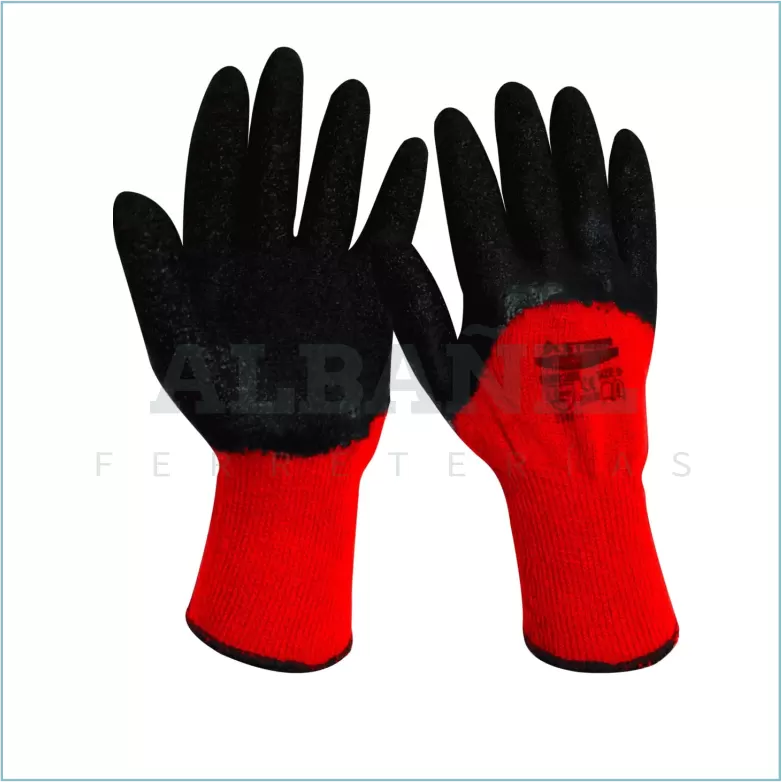 GUANTES DE HILO + PALMA DE JEBE ROJO