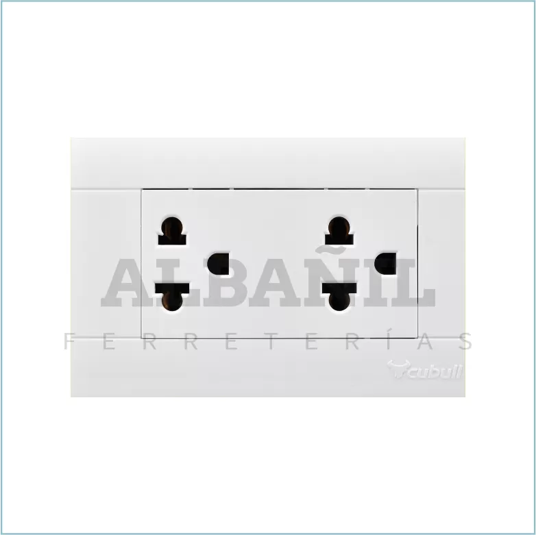 TOMACORRIENTE DOBLE L/TIERRA PVC BLANCO