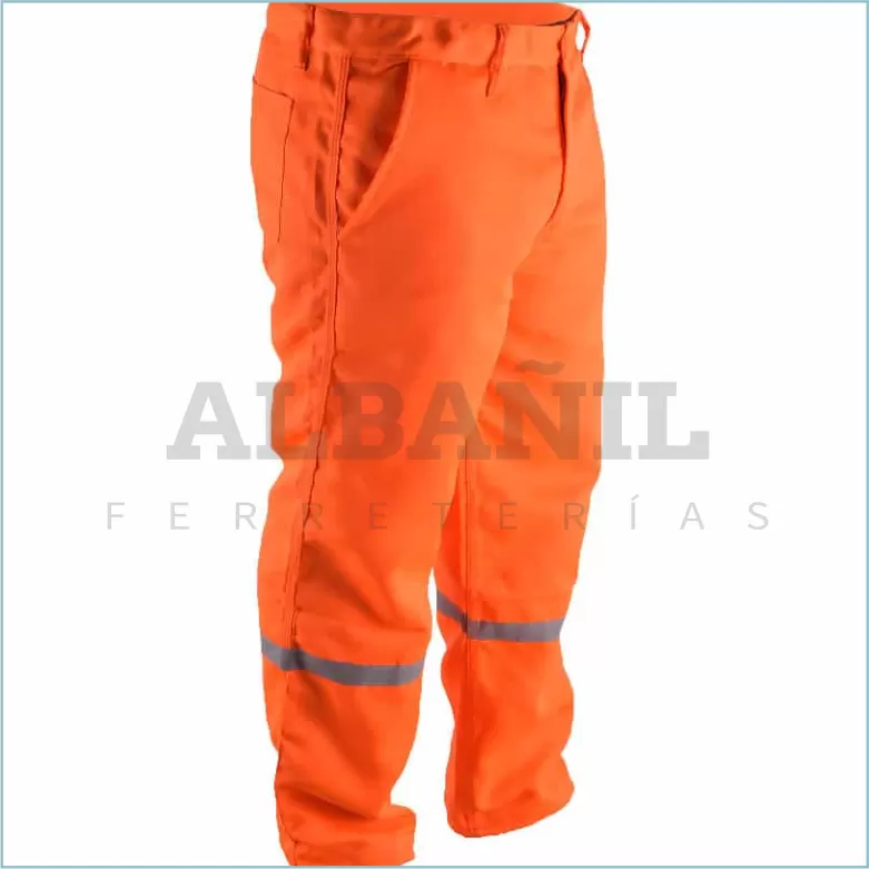 PANTALON DRILL NARANJA CON CINTA REFLECTIVA